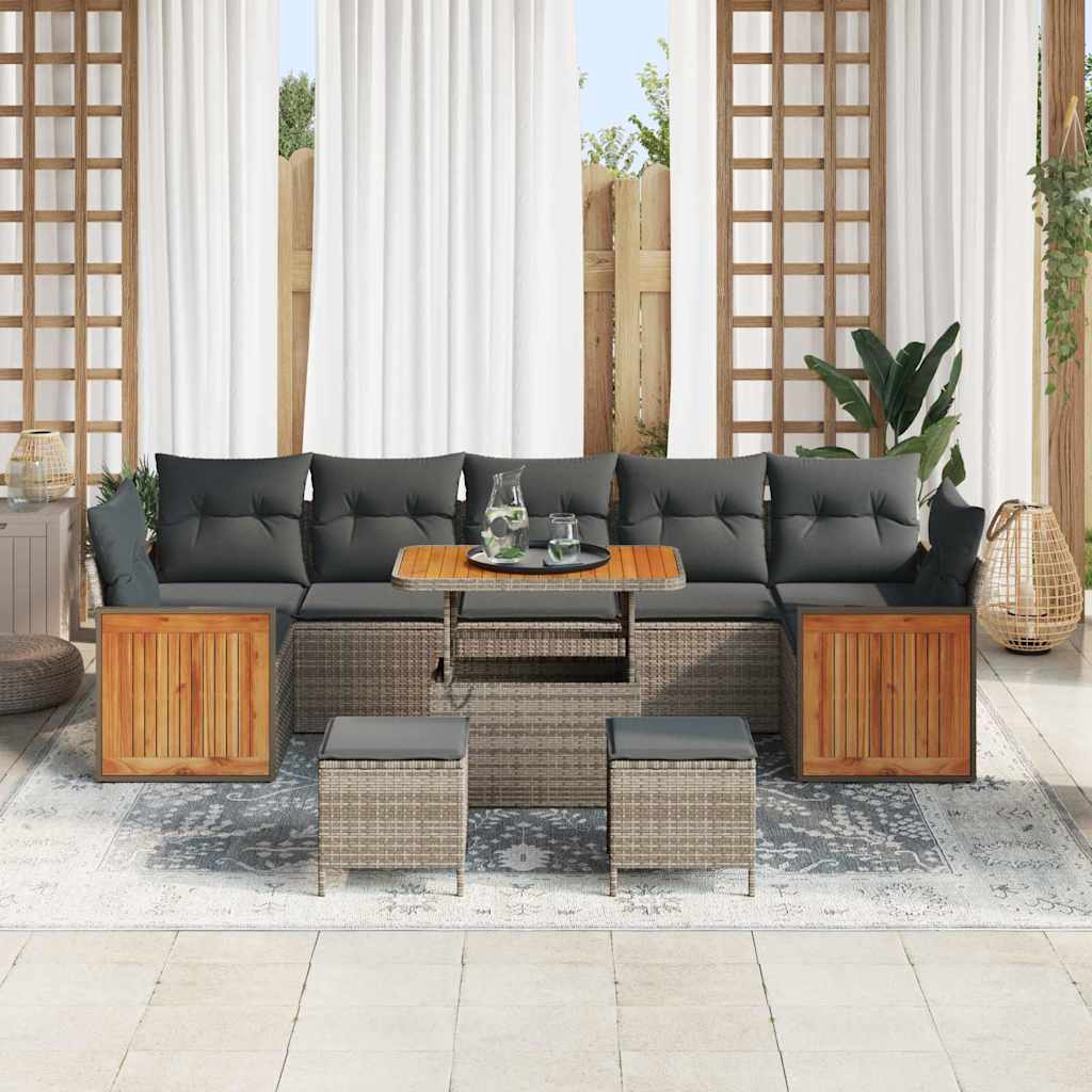 Garten-Sofa-Set 10 pcs Grau Dunkelgrau 90 x 55 x 71 cm